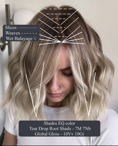 Lived In Blonde Placement, Blonde Foil Placement, Wet Balayage, Foil Placement, Hair Dye Techniques, Lived In Blonde, Hair Cut Guide