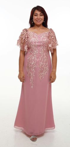 Pink Floor-length Evening Dress For Mother Of The Bride, Elegant Pink Gown For Mother Of The Bride, Mother Of The Bride Maxi Dress Floor-length, Pink Floor-length Dress For Mother Of The Bride, Pink Evening Dress For Mother Of The Bride, Pink Filipiniana, Classic Filipiniana, Filipino Barong, Rose Gold Jumpsuit