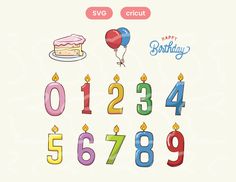 birthday numbers and candles with balloons