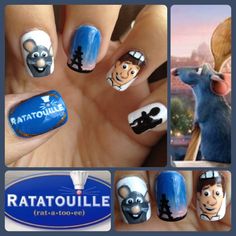 Ratatouille nailart Remy Ratatouille Nails, Ratatouille Nail Art, Ratatouille Nails, Theme Nails, Ratatouille Disney, Nails Disney, Nail Art Disney, Cute Gel Nails, Disney Nails