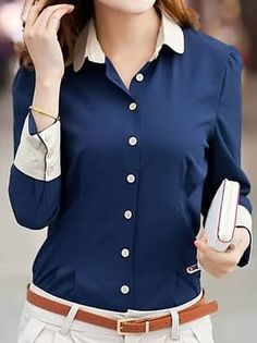 Shirt Pattern Free, Button Down Shirt Pattern, Shirt Blouse Pattern, Women's Button Down Shirt, Shirts Women Fashion, Cotton Clothing, Pattern Free, Formal Shirts