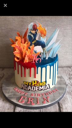 a birthday cake with an anime theme on it