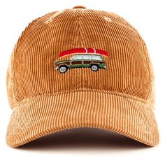 a brown cordon hat with an image of a van on the front and back