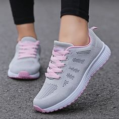 New- Athletic Breathable Running Shoes Casual Pink Walking Shoes With Round Toe, Pink Low-top Walking Shoes With Laces, Comfortable Pink Flat Sneakers, Comfortable Pink Flat-heeled Sneakers, Trendy Walking Shoes For Spring, Pink Flat Sneakers For Spring, Comfortable Pink Running Shoes For Errands, Comfortable Pink Synthetic Walking Shoes, Pink Breathable Slip-on Walking Shoes