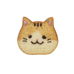 a piece of bread with a cat face on it