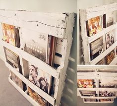 there are two pictures on the wall and one is made out of old pallets