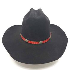 Eddy Chris Eddy Mens Cowboy Hat Wool USA Black Red 7 New NEW old stock EDDY Hat! WPL 4384 made in the USA. *Hat has not been worn (see pics of headband) however it does show signs of display/storage wear. Occasion: Casual Department: Men Brand: Eddy Chris Eddy Style: Cowboy Hat Size: 7 Material: Wool Country/Region Of Manufacture: United States Color: Black Secondary Color: Red Sold as pictured. Thanks for looking! Questions welcome! SHIPPING We strive to ship all orders off within 48 hours ~ We Red Fedora With Curved Brim, Adjustable Red Felt Cap, Custom Red Brimmed Hat, Red Adjustable Hat For Rodeo, Red Felt Hat With Curved Brim For Country Events, Adjustable Red Felt Hat For Western-themed Events, Red Flat Brim Hat For Country Events, Red Country Hat With Curved Brim, Red Adjustable Country Hat Bands