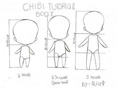 the instructions for how to draw a chibi tumbae body in three steps