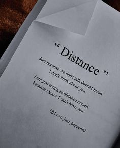 a piece of paper with the words distance written on it