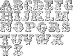 an old fashioned alphabet with letters and numbers