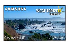 an advertisement for the samsung weatherized outdoor tv program, crystal uhd 7 series