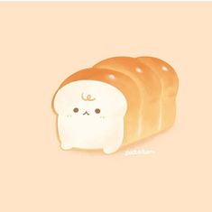 a piece of bread with a face drawn on it's side and eyes closed