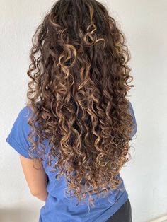 <$ Curly Hair Foilyage, Dark Brown Curly Hair With Balayage, Golden Balayage Curly Hair, Subtle Balayage Brunette Curly Hair, Honey Blonde Balayage On Dark Hair Curly, Curly Honey Highlights, Curly Hair Dark Roots Light Ends, Dark Hair With Blonde Highlights Curly, Balayage On Dark Brown Curly Hair