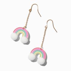 Claire's Gold-tone Rainbow 2" Drop Earrings Piercing Kit, Cotton Crafts, Word Bracelet, Jewelry Words, Mixed Metal Jewelry, Rainbow Earrings, Rainbow Kids, Rainbow Design, Gold Drop Earrings