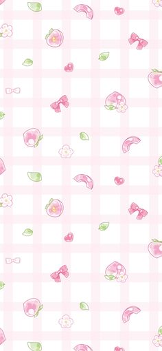 a pink and green striped wallpaper with flowers