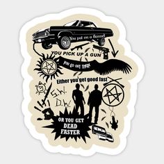 Quotes Supernatural, Spn Quotes, Supernatural Merchandise, Button Ideas, Quote Stickers, Hard Hats, Car Windows, Funny Stickers