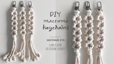 three macrame keychains are hanging on the wall