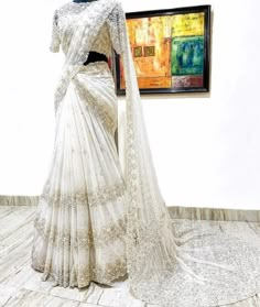 Lehenga Designs Simple, Wedding Blouse Designs, White Saree, Indian Fashion Saree