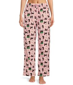 From Sleep Sense&#x2C; this sleep pant features:Cat printPortuguese flannel fabricationElastic waistbandDrawstring tie closureApprox. 30" inseamCottonMachine wash cold/tumble dry lowImported. Sleep Pants, Pink Cat, Cat Print, Dillard's, Pajama Pants, Pajamas, Sense, Sleep, Lingerie