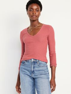 v-neck long sleeves fitted hits below waist models are approx.  5'9" and wear sizes s (4), l (12), and xl (18)machine wash according to the care instruction label  . Best Holiday gift for Women , perfect T Shirts for Christmas! Old Navy Women, Navy Pink, Navy Tops, Neck Shirt, Petite Size, Old Navy, V Neck T Shirt, Womens Clothing Tops, Colorful Shirts