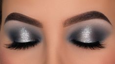 Silver Eyeshadow Tutorial, Silver And Blue Eye Makeup Simple, Black And Silver Makeup Looks Hooded Eyes, Blue And Silver Eye Makeup Tutorial, Navy Blue Eye Makeup Tutorial, Navy Blue And Silver Makeup, Makeup Silver Eyeshadow, Grey Eyeshadow Looks Step By Step, Grey And Silver Eyeshadow