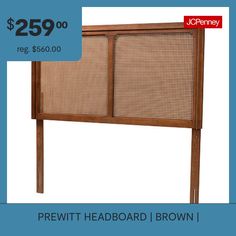 Embrace the classic charm of traditional craftsmanship with the stunning Prewitt headboard. Made in Malaysia, this mid-century inspired piece consists of a sturdy wood frame embellished with woven rattan. Its broad, paneled frame showcases rich visual texture that carries an air of refinement. The Prewitt requires assembly and features five unique height customization settings. Distinguished with robust personality, the Prewitt headboard elevates any bedroom.Included: 1 Headboard(s)Features: Qu… Geometric Texture, Geometric Textures, King Headboard, Visual Texture, Woven Rattan, Headboards For Beds, The Mood, Mattress, Wood Frame