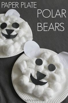 paper plate polar bear crafts for toddlers to make with their hands and feet,