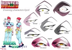 an anime character's eyes and their features