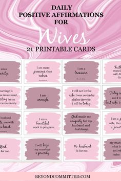 the daily positive affirmations for wivess printable cards