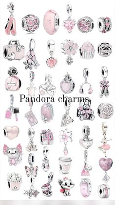 Pandora Charms Pink, Girly Bracelets, Pandora Bracelet Designs, Fotografi Digital, Preppy Jewelry, Pink Charm