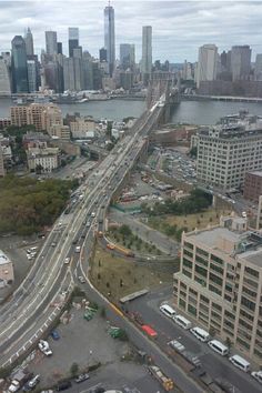 an aerial view of a city with lots of traffic