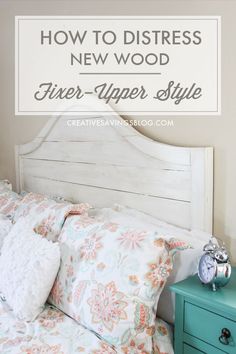 If you love HGTV's Fixer Upper, you'll love this super simple distressing technique. It makes new wood look old with Joanna Gaines' signature Rustic Farmhouse and Shabby Chic style. In fact, this headboard is an exact replica of the one she has in her own bedroom! How To Distress Furniture, Distress Furniture, Funky Junk Interiors, White Headboard, Fixer Upper Style, Shabby Chic Bathroom, Shabby Chic Bedroom, Shabby Chic Bedrooms, Chic Bathrooms