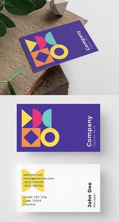 the business card is designed to look like it has an abstract design and colors on it