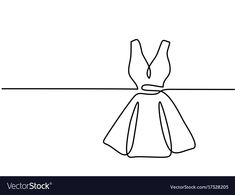 a line drawing of a dress hanging on a clothesline with an empty space for text