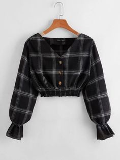 Drop Shoulder Shirt, Plaid Top, Cropped Tops, Women Blouses, Mode Inspo, Girls Fashion Clothes, Plaid Tops, Teen Fashion Outfits