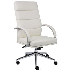 a white office chair with wheels on an isolated white background for use in commercial projects