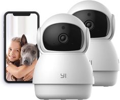 YI 2pc Pan-Tilt Dome Security Camera, 360 Degree 2.4G Smart Indoor Pet Dog Cat Cam with Night Vision, 2-Way Audio, Motion Detection, Phone APP, Compatible with Alexa and Google Assistant Ip Security Camera, Indoor Pets, Security Solutions, Google Assistant, Baby Monitor, Electronics Gadgets