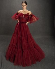 Gown - Teuta Matoshi Duriqi Luxurious Dresses, Beaded Applique, Tulle Fabric, Jewel Neck, Fancy Dresses, Prom Dresses Long, Pretty Dresses, Half Sleeves