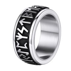 PRICES MAY VARY. 🔥【Cool Elder Futhark Ring】Viking runes represent courage, strength and luck,it gives you the protection and provide you with prosperity! 🔥【Rotatable Fidget Rings】Spinner to anti anxiety,stress and bored.It Spin Smoothly at a high speed,helps you focus on things that are most important for you.Stylish and interesting ring gifts for your loved ones or treat yourself!!! 🔥【Norse Viking Size】Various size choices:7-14.Width:9mm. Suits for fat or slim finger!Good as promise rings, e Customized Rings, Wedding Ring Finger, Celtic Moon, Engagement Rin, Medical Jewelry, Elder Futhark, Viking Ring, Name Ring, Viking Runes