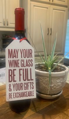 Wooden wine tag may your wine glass be full snd your gifts exchangeable Wine Present Ideas, Wine Tags Diy, Wine Bottle Gift Tags, Wine Presents, Wine Crafts, Bottle Flowers, Wine Gift Tags, Wood Laser Ideas, Bottle Gift Tags