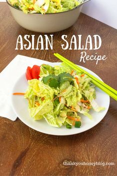 Asian Salad Recipe, Thank You Honey, Recipe, Salad, Side, Dinner, Lunch, Tutorial, Napa Cabbage, #SweetNewYear #truvia {ad} http://thankyouhoneyblog.com Asian Salad Recipe, Golo Diet, Simple Lunch, Quick Salads, Recipe Salad, Green Salad Recipes, 1200 Calorie, Asian Salad, Napa Cabbage