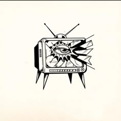 a drawing of a tv with an evil eye on it