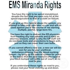 an ems manual with the words ems miranda rights