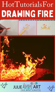 an image of a fire with text overlay that reads, how to draw flames