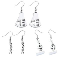 PRICES MAY VARY. 3 PAIR BUNDLE: Microscope, Molecule Structure, Chemical Flask Earrings MATERIAL: earrings are made from durable stainless steel. Has a nice lightweight feel to it. Long lasting will not easily rust, get dark or tarnish. SIZE: Each Earring is aproximatley 2cm x 1cm GREAT GIFT IDEA: Makes a great birthday present gift idea for your friend, best friend, teacher, bestie, daughter, son, wife, spouse, professor, aunt, mom, mother, uncle, and many more LOOKS GREAT: Looks great on and i Chemical Earrings, Science Earrings, Lab Chemistry, Dna Science, Molecule Structure, Chemistry Teacher Gift, Biology Lab, Material Earrings, Scientist Gifts