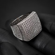 Mens Cz Micro Pave Large White Gold Plated Iced Hip Hop Statement Pinky Ring Material: 14k White Gold Plating/Jewelers Brass Available In Sizes: 6,7,8,9,10 Or 11 Weight: 12.4 Grams Band Width 15mm Mens Iced Out Rings, Hip Hop Rings, Baguette Diamond Rings, Round Diamond Ring, Moissanite Diamond Rings, Mens Accessories Jewelry, Shop Engagement Rings, Three Stone Rings, Pinky Ring