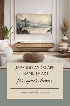 Transform your living space with Japandi-inspired digital art for the Samsung Frame TV. This tranquil scene features a graceful crane by a peaceful lake framed by majestic mountains, all in neutral tones. Combining the simplicity of Japandi minimalism with the beauty of nature, this artwork is available for instant download to bring a touch of sophistication to your home.