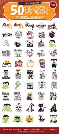 the 50 halloween svg designs are available for purchase