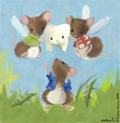 I made a mix between the American totth Fairy and the French "La petite souris". They bo... Tooth Mouse, Happy Dental, Teeth Illustration, Tooth Cartoon, Dental Posters