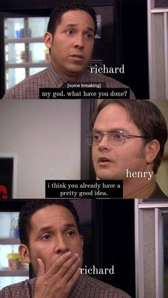 the office quote with two different faces and one saying it is hard to tell if he has